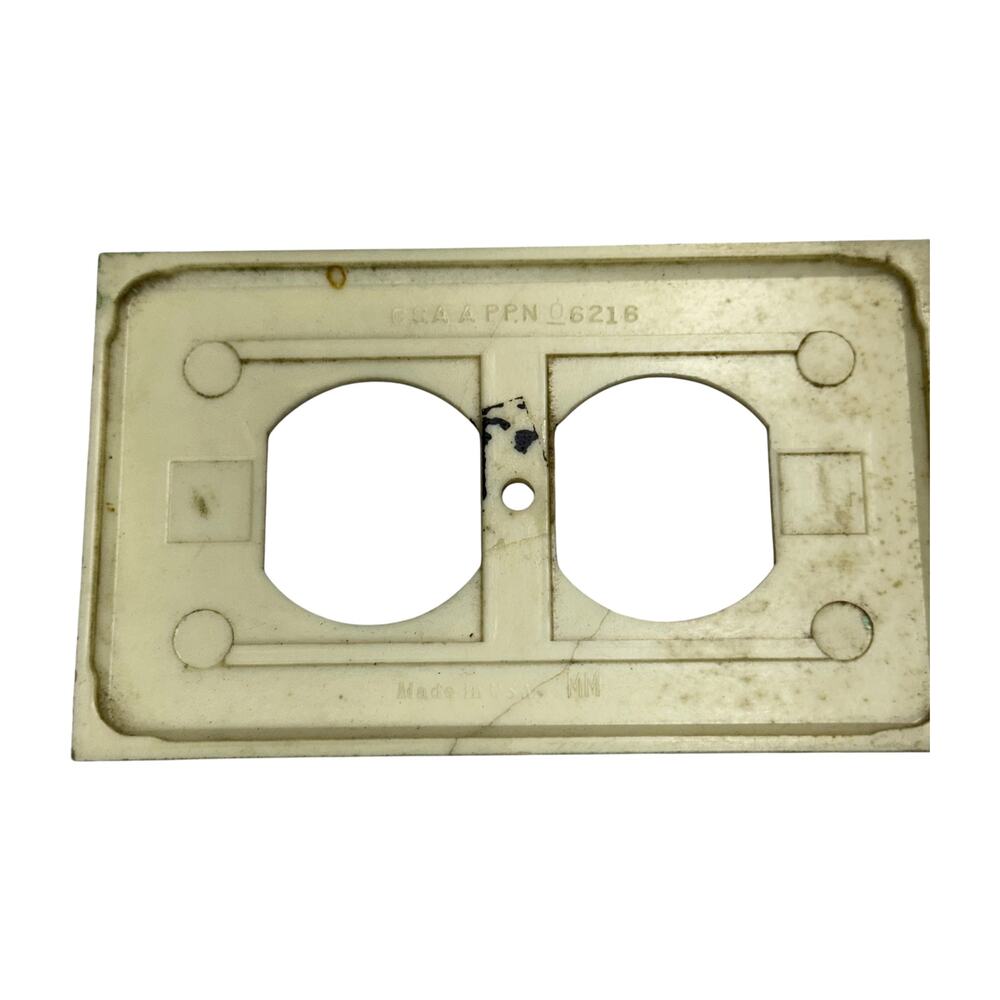 Vintage Bamboo Duplex Outlet Wall Plate 2pc Set Ivory Geometric Retro Home Decor - Picture 4 of 6